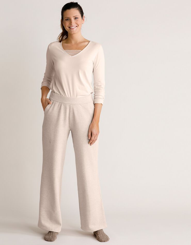 Pantalon coupe large molleton taille élastiquée (sable) Pantalon coupe large molleton taille élastiquée (sable)