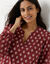 Blouse imprim&eacute; minimaliste en coton, col fendu (terracotta / &eacute;cru)