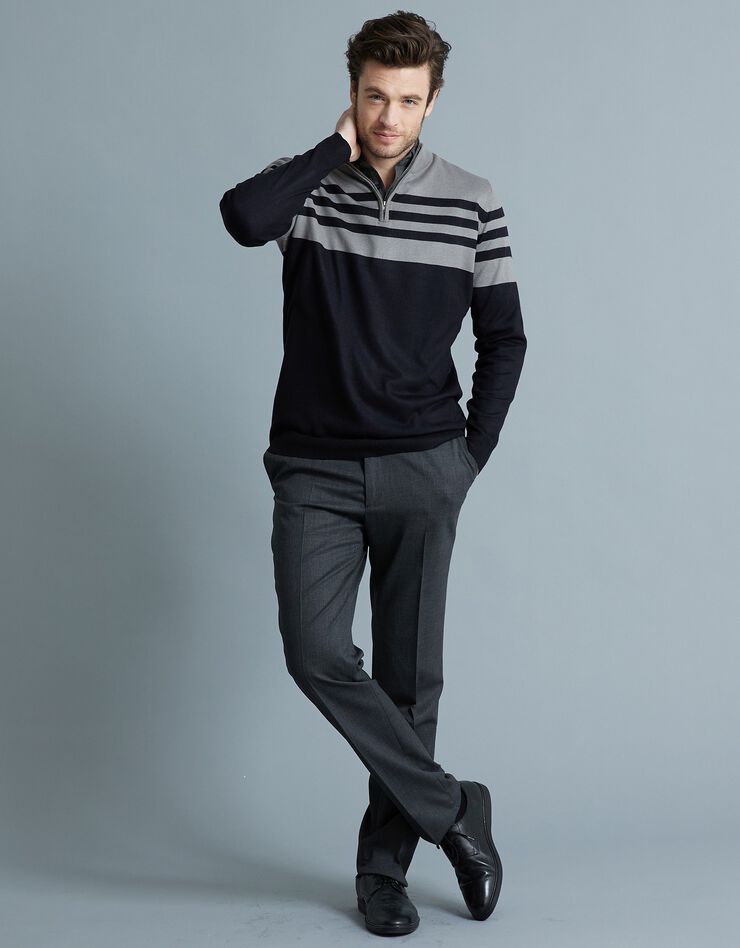 Pantalon taille réglable sans pince - polyester/laine (gris anthracite) Pantalon taille réglable sans pince - polyester/laine (gris anthracite)