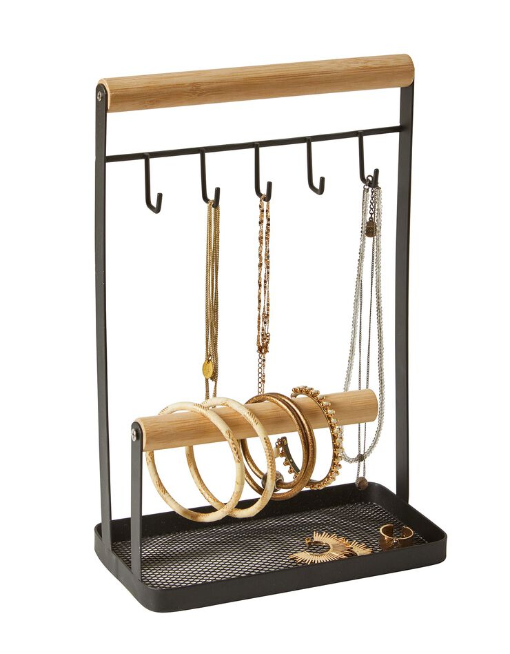 Porte-bijoux bois et métal (noir)