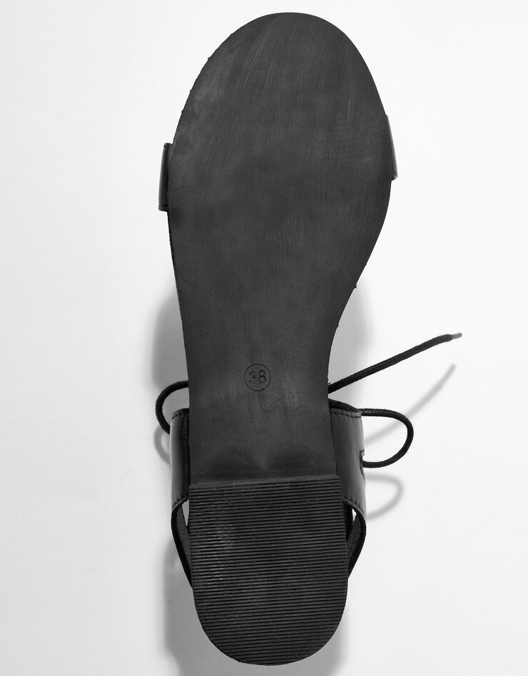 Sandales plates lacées à nouer - uni noir (noir)