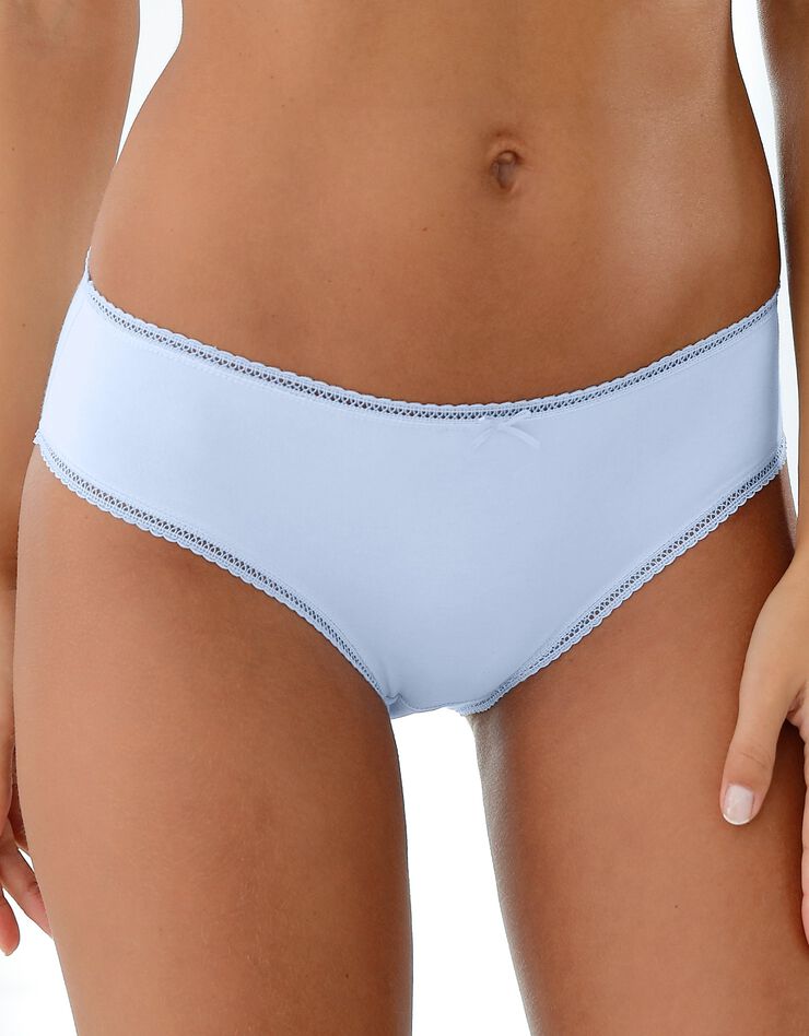Culotte forme midi imprimée motifs «fleurettes» en coton - lot de 4 assorties (bleu / jeans) Culotte forme midi imprimée motifs «fleurettes» en coton - lot de 4 assorties (bleu / jeans)
