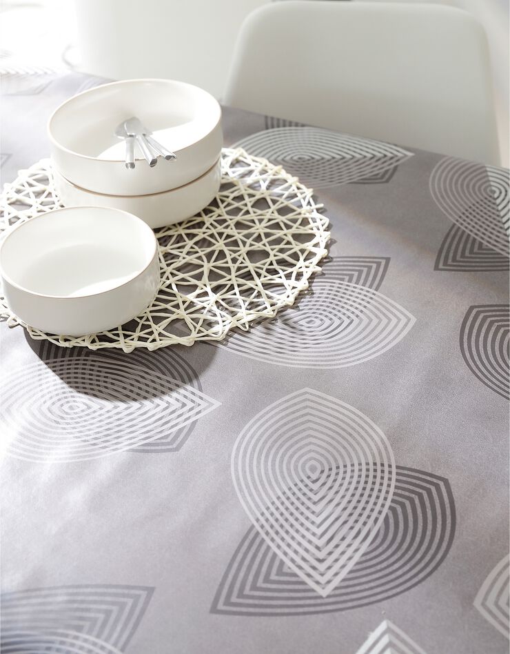 Nappe toile cirée motifs feuilles (gris anthracite)