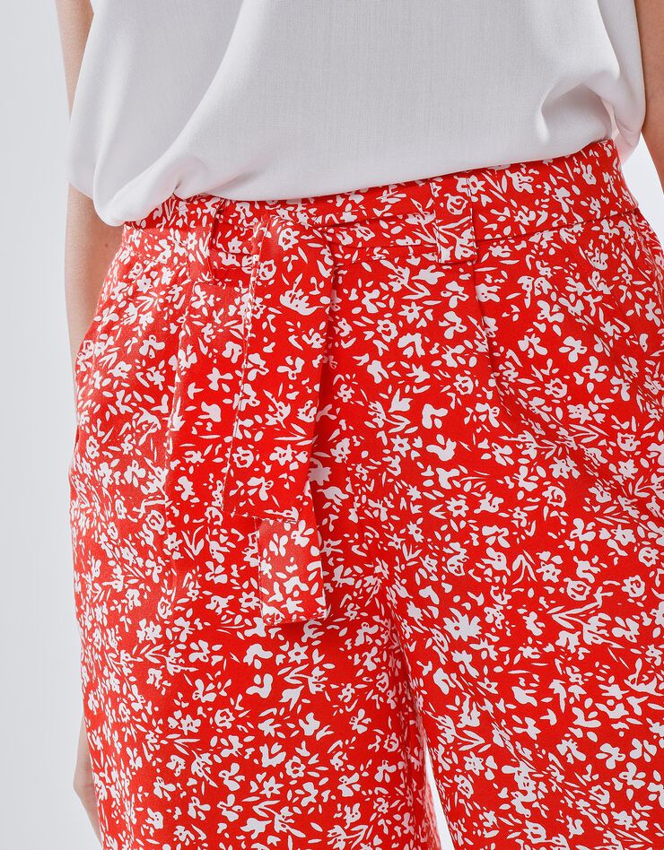 Pantalon large ceinturé imprimé bicolore (orange / écru) Pantalon large ceinturé imprimé bicolore (orange / écru)