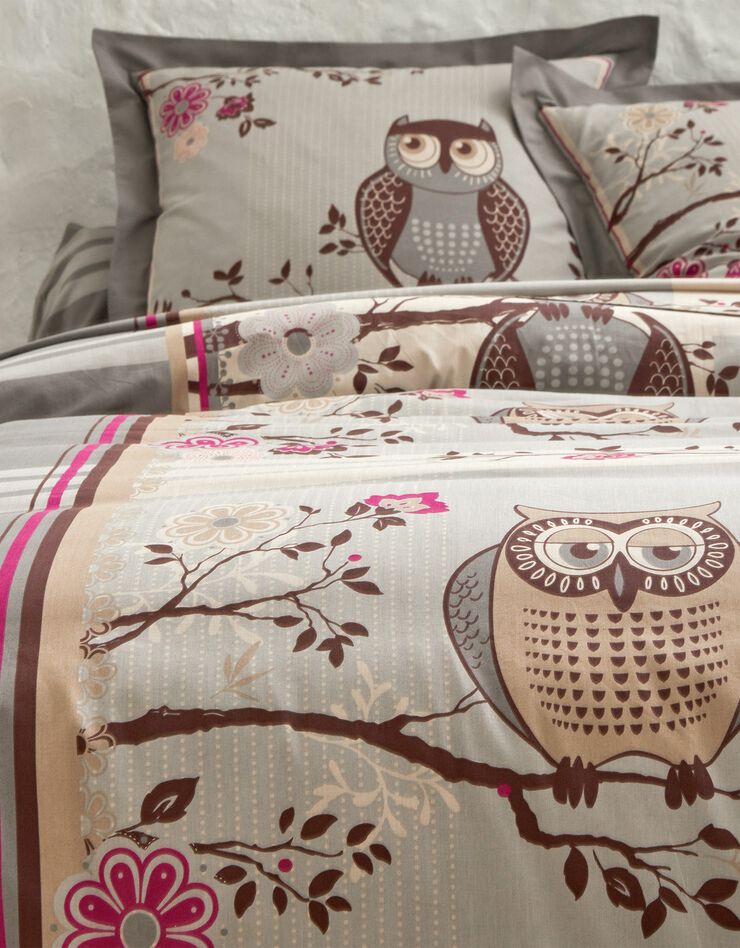 Linge de lit Chouette coton (gris)