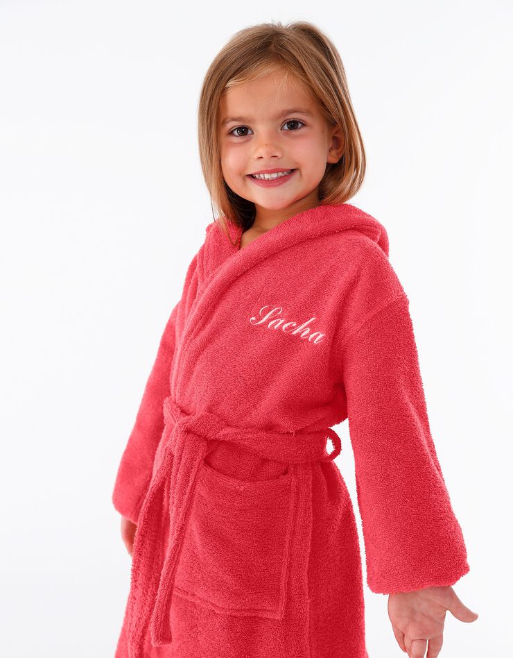 Peignoir enfant éponge à capuche personnalisable (corail) Peignoir enfant éponge à capuche personnalisable (corail)