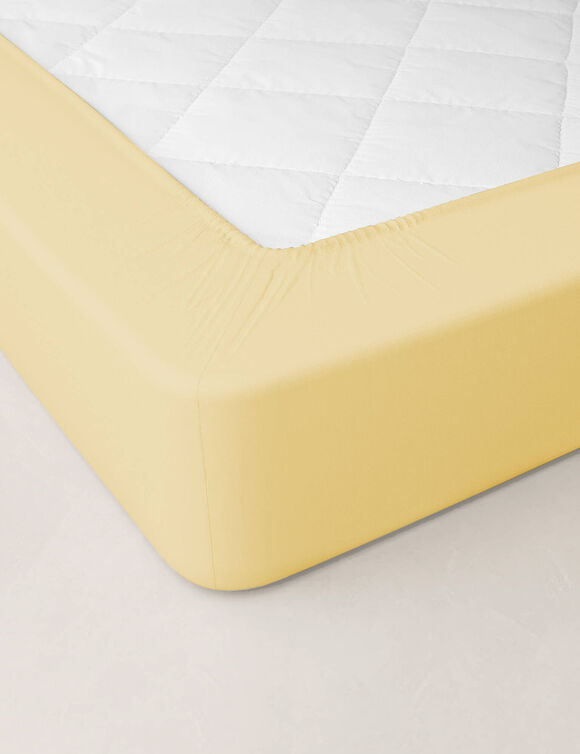 Drap-housse uni percale bonnets 40 cm (jaune p&acirc;le)