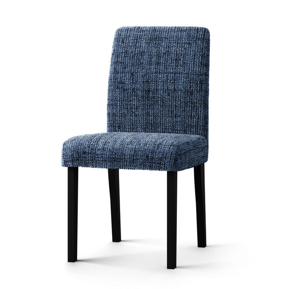 Housse microfibre bi-extensible effet faux uni sp&eacute;ciale chaise (bleu)