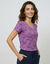 T-shirt chin&eacute; manches courtes en coton biologique(**) (raisin chin&eacute;)
