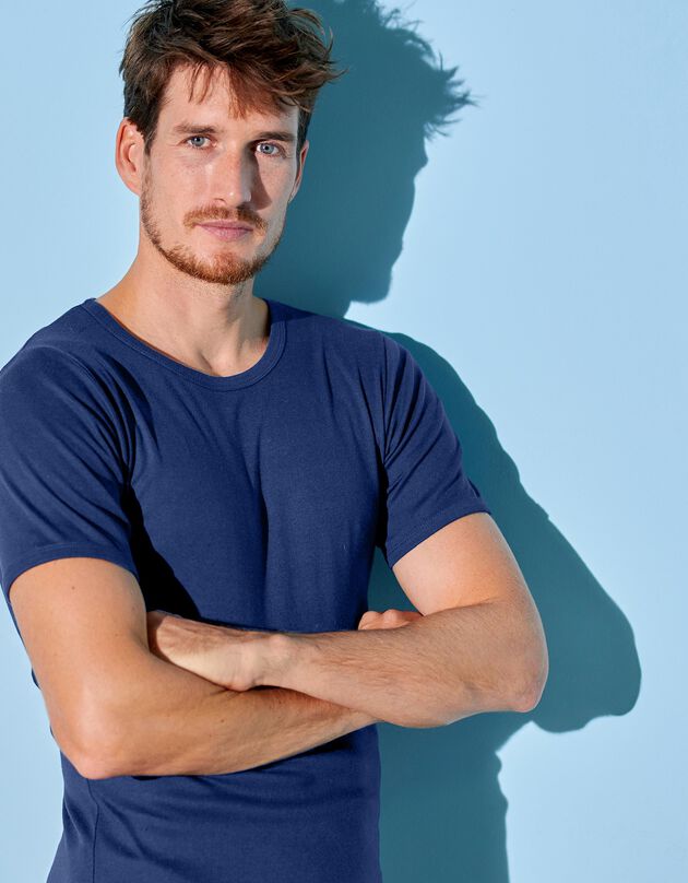T-shirt sous-vêtement homme col rond - lot de 3 (marine)