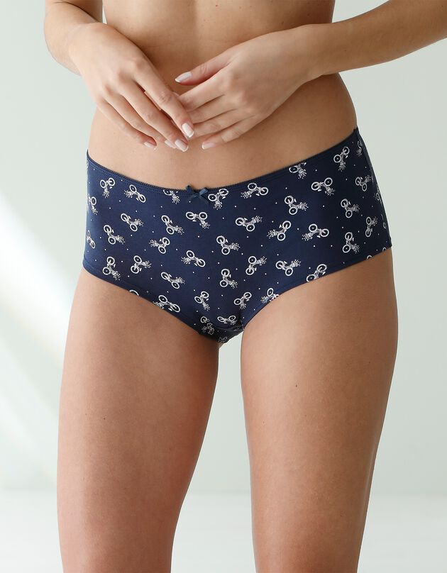 Shorty coton imprimé  "bicyclette" - lot de 4 (marine / rose)