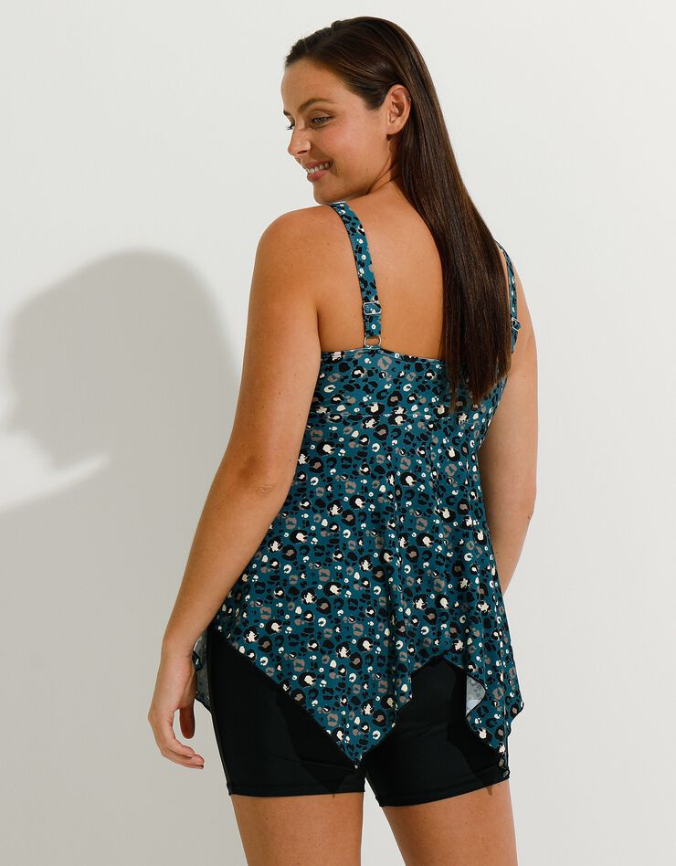 Haut de tankini imprimé asymétrique  (émeraude / noir)