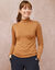 Sous-pull à col montant frisotté, uni (caramel)