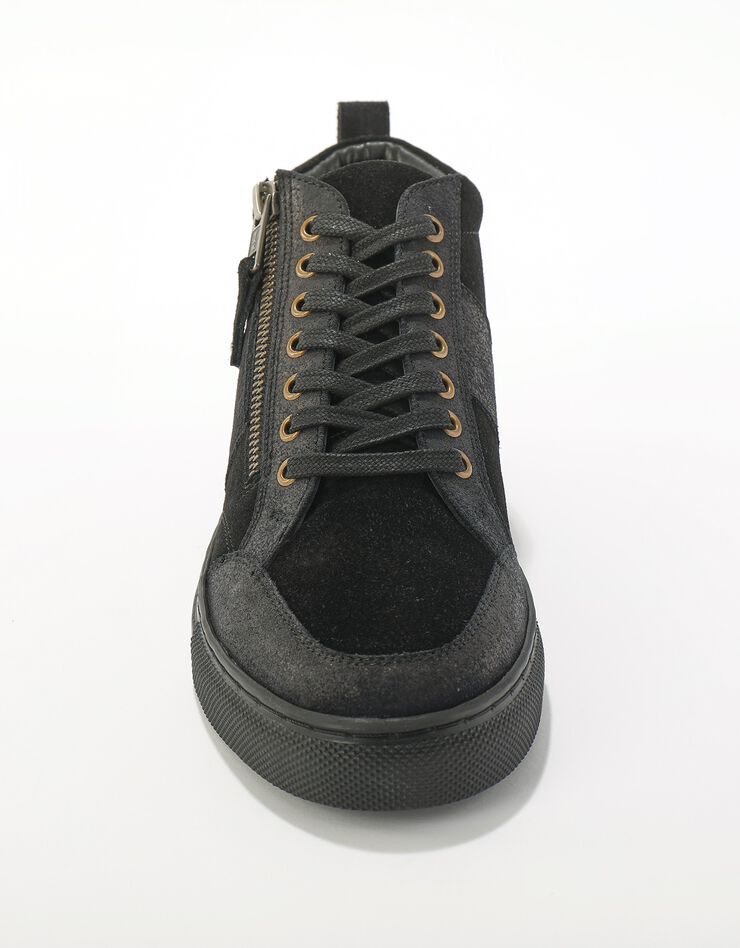 Baskets montantes zippées en cuir et croûte de cuir (noir) Baskets montantes zippées en cuir et croûte de cuir (noir)