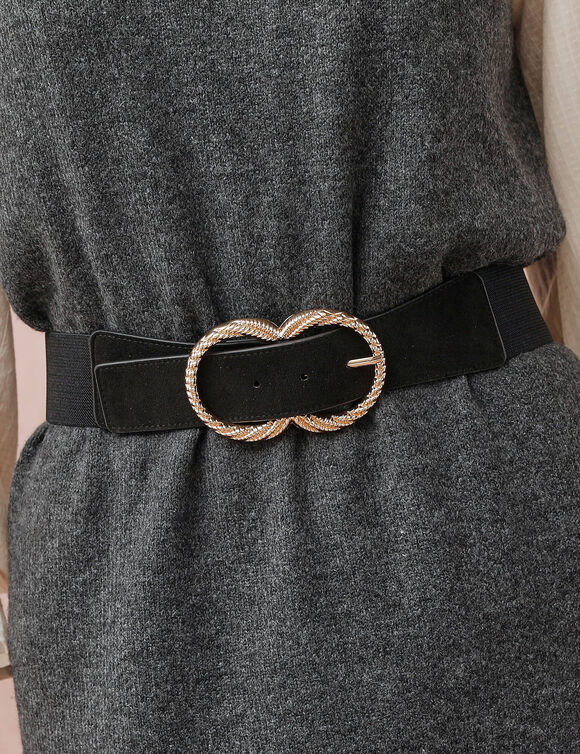 Ceinture &eacute;lastiqu&eacute;e double boucle (noir)