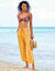 Pantacourt large, viscose et lin (safran)
