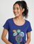 Chemise de nuit courte manches courtes motif "rosaces" (bleu dur)