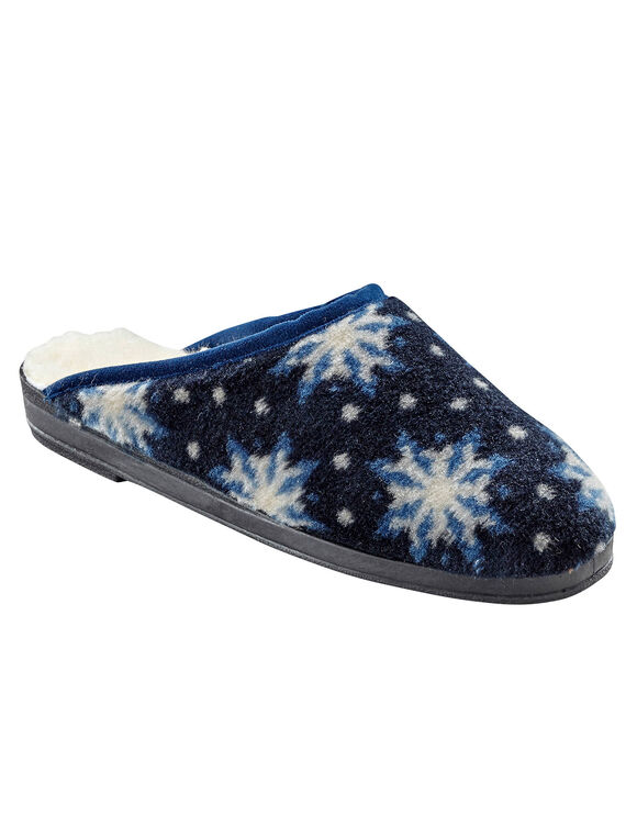 Chaussons mules flocon - fourrés laine (marine)