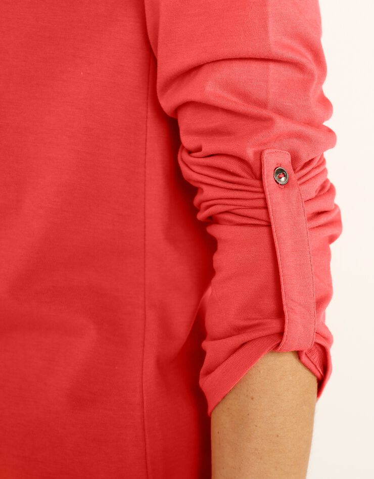 Tee-shirt col tunisien uni (corail) Tee-shirt col tunisien uni (corail)
