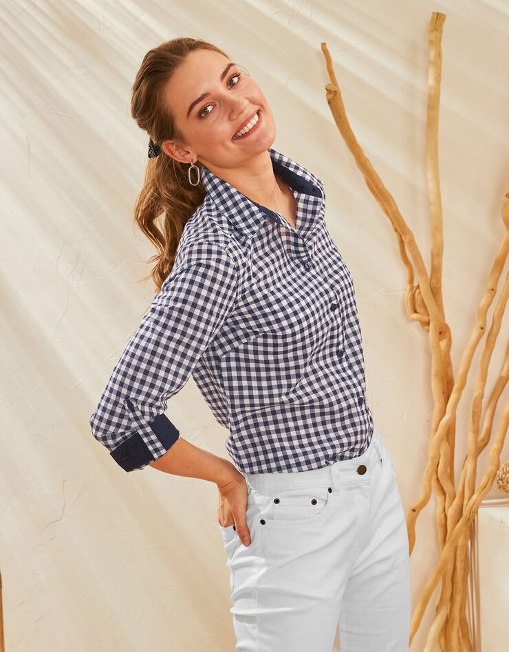 Chemisier vichy, coton (marine / blanc) Chemisier vichy, coton (marine / blanc)