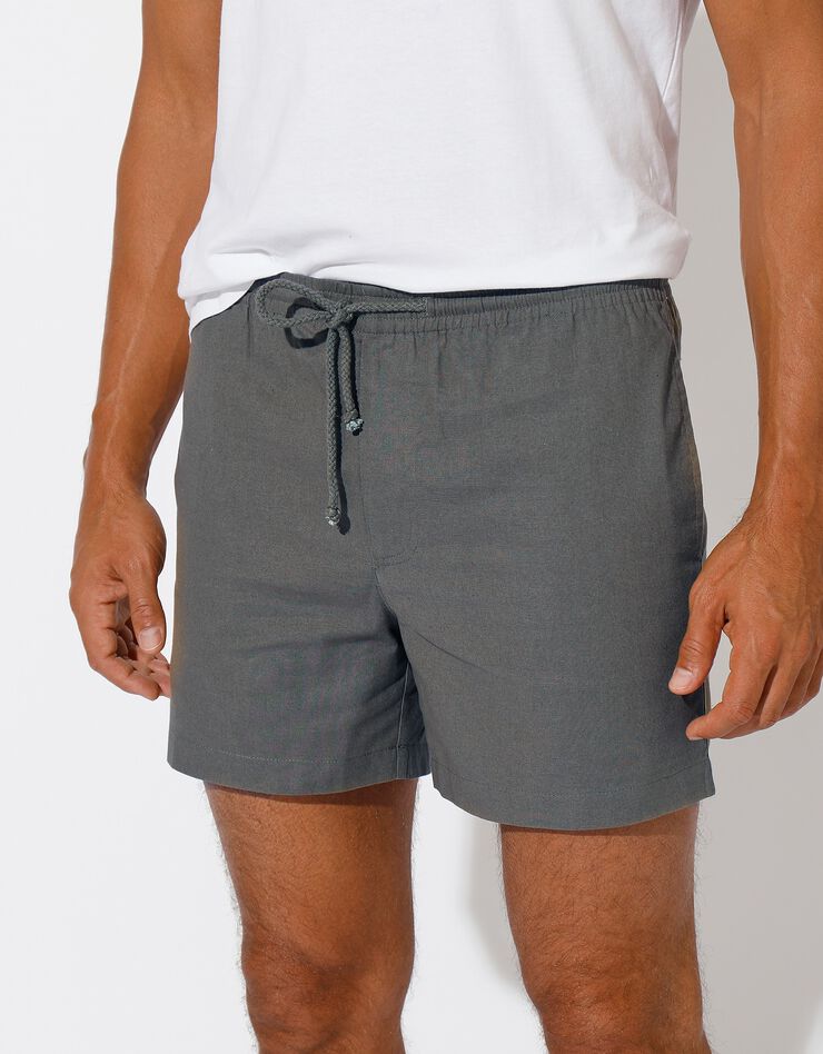 Short toile taille élastiquée (gris)
