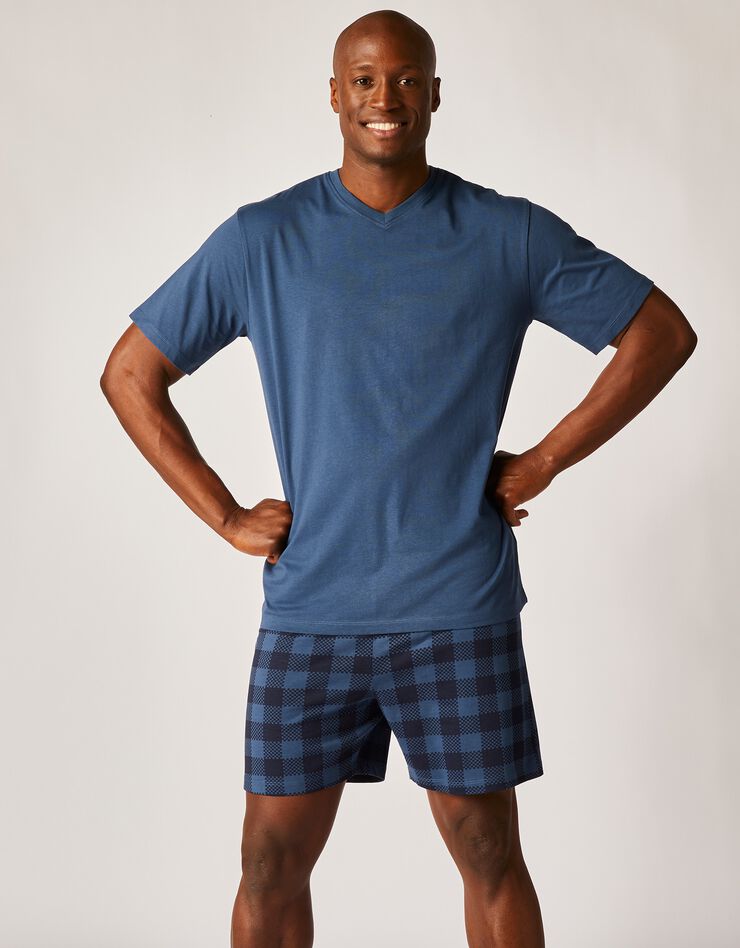 Pyjama short carreaux (marine) Pyjama short carreaux (marine)