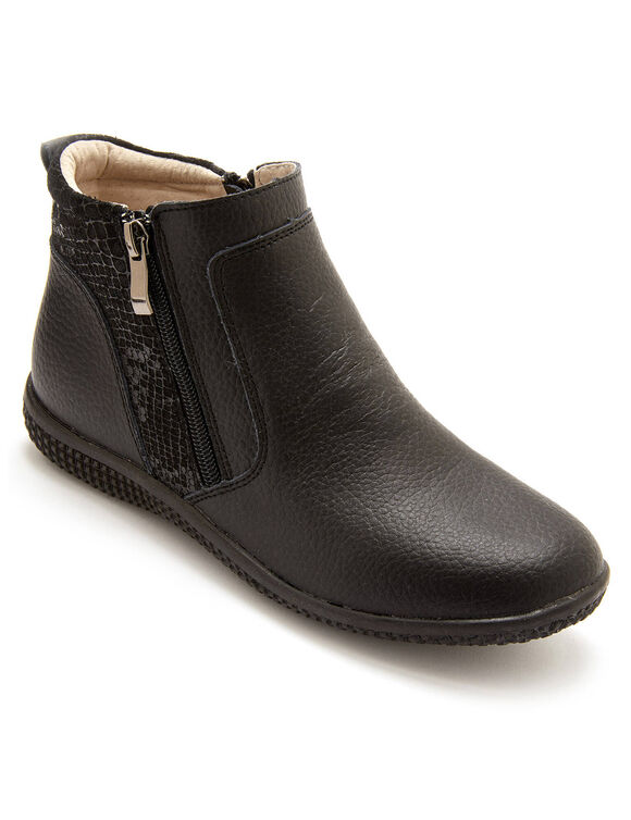 Boots double fermeture zipp&eacute;e, semelle confort amovible (noir)