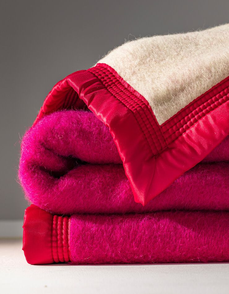 Couverture bicolore laine 800g/m2 (rose pivoine)