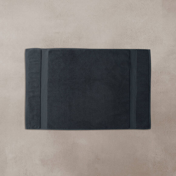 Tapis de bain &eacute;ponge liteau reli&eacute;f&eacute; confort premium (carbone)