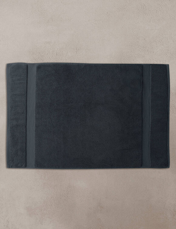 Tapis de bain &eacute;ponge liteau reli&eacute;f&eacute; confort premium (carbone)