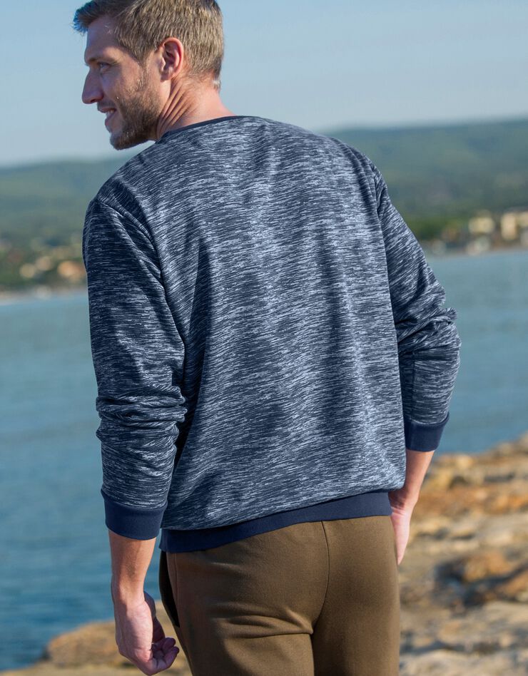 Sweat molleton effet chiné (marine chiné) Sweat molleton effet chiné (marine chiné)