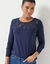 T-shirt col rond manches longues dentelle (marine)