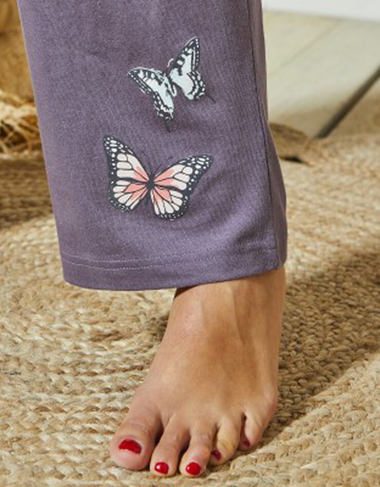 Pantalon pyjama imprimé placé papillons - coton (anthracite) Pantalon pyjama imprimé placé papillons - coton (anthracite)