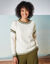 Pull loose bicolore, col rond (écru / kaki)