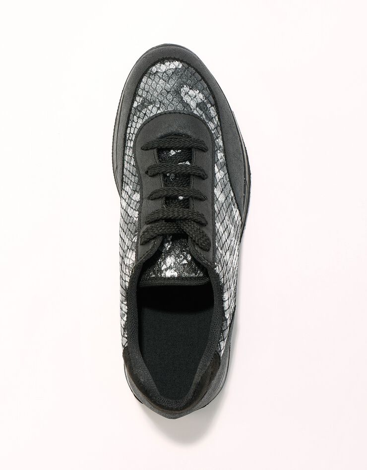 Baskets lacées spécial pieds sensibles en tissu extensible (noir) Baskets lacées spécial pieds sensibles en tissu extensible (noir)