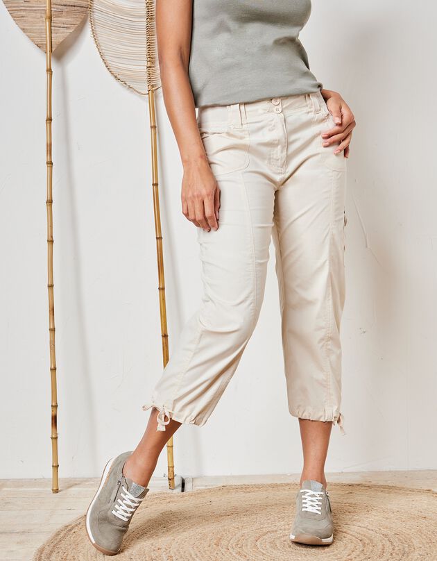 Pantacourt ceinture maille (beige)