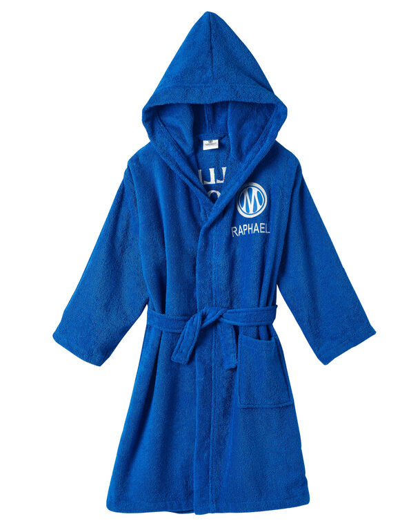 Peignoir enfant OM&reg;, &agrave; personnaliser (bleu)