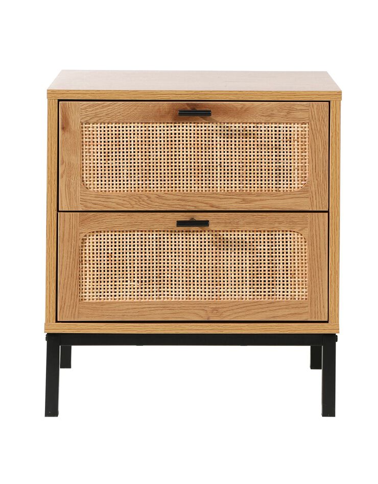 Table de chevet WICKOOD 2 tiroirs avec cannage rotin (naturel)