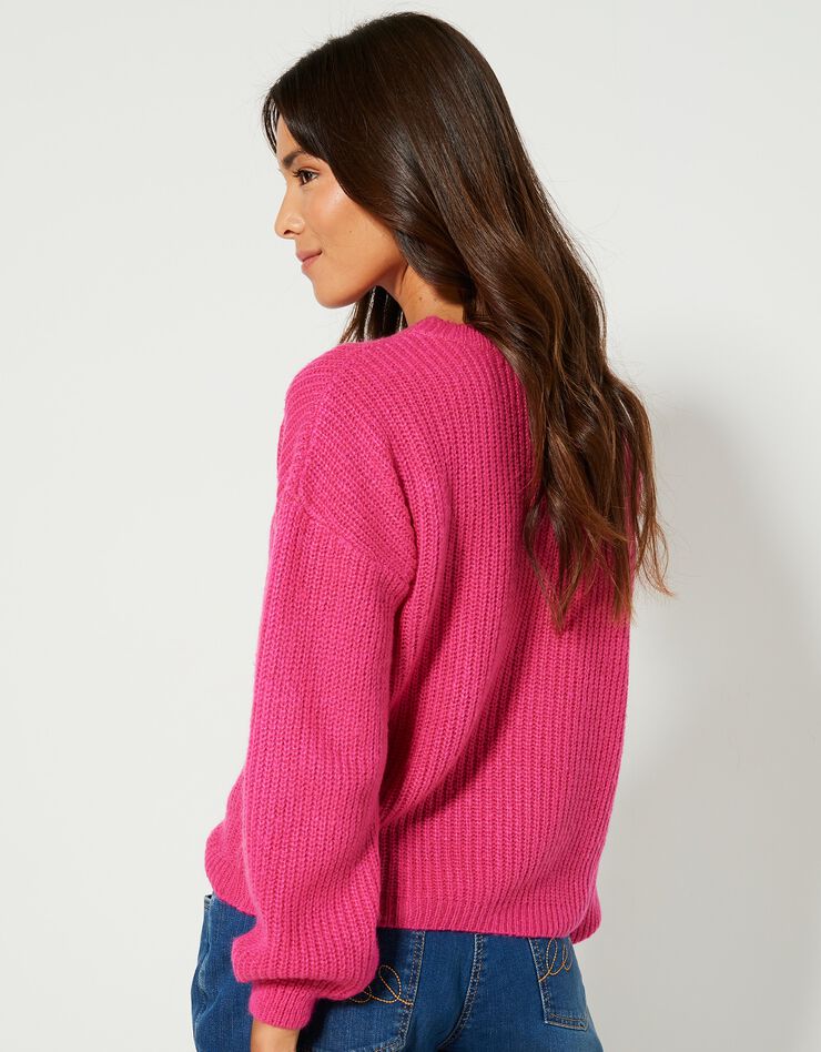 Pull boîte manches longues, maille anglaise (rose)