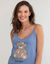 Nuisette courte motif plac&eacute; ourson   (bleu gris&eacute;)