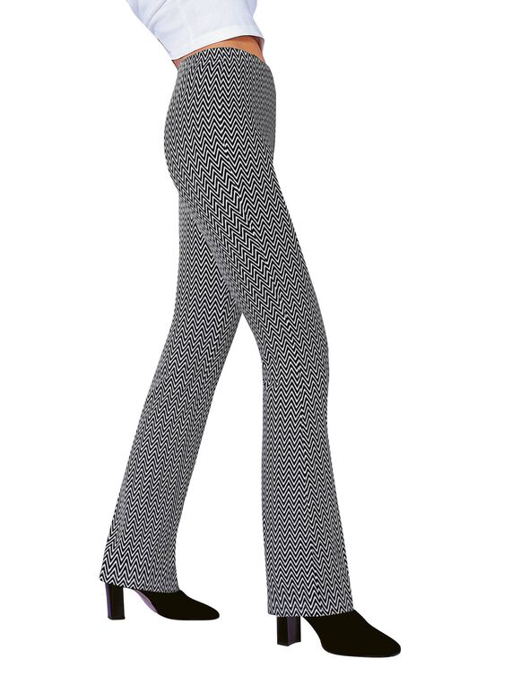 Legging bootcut imprimé, taille élastiquée (noir / blanc)