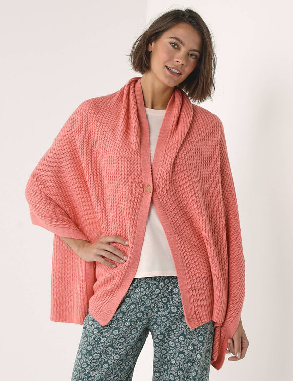 Poncho couvre-&eacute;paules en maille (corail gris&eacute;)