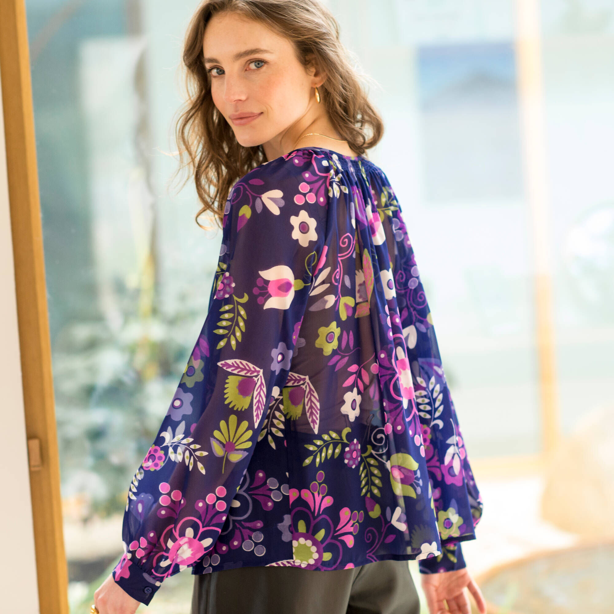 Blouse à Manches Amples - Noir - FEMME | H&M FR