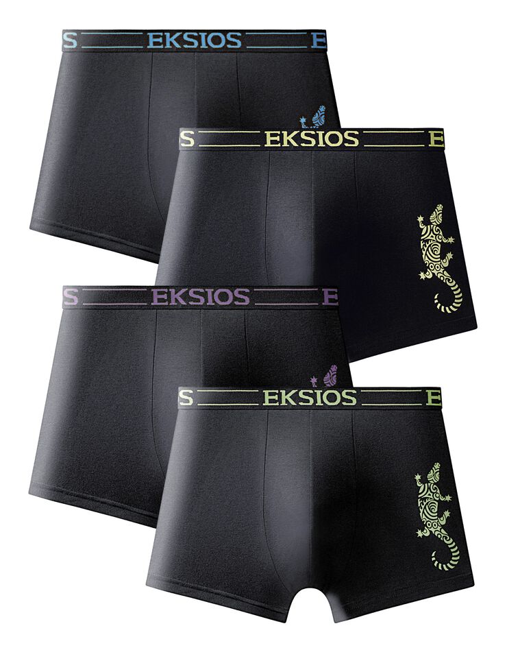 Boxer fermé élastiqué motif "salamandre" - lot de 4 (assortis) Boxer fermé élastiqué motif "salamandre" - lot de 4 (assortis)