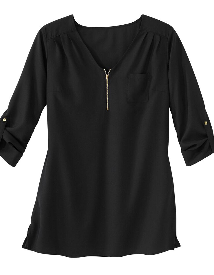 Tunique zippée unie (noir) Tunique zippée unie (noir)