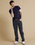 Pantalon 5 poches velours élastiqué côtés - entrej. 77 cm (bleu gris)