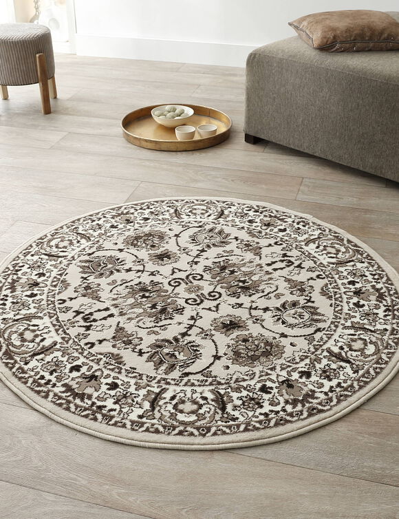 Tapis rond motifs perse (beige)