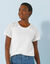 T-shirt col rond manches courtes, détail broderie anglaise (blanc)