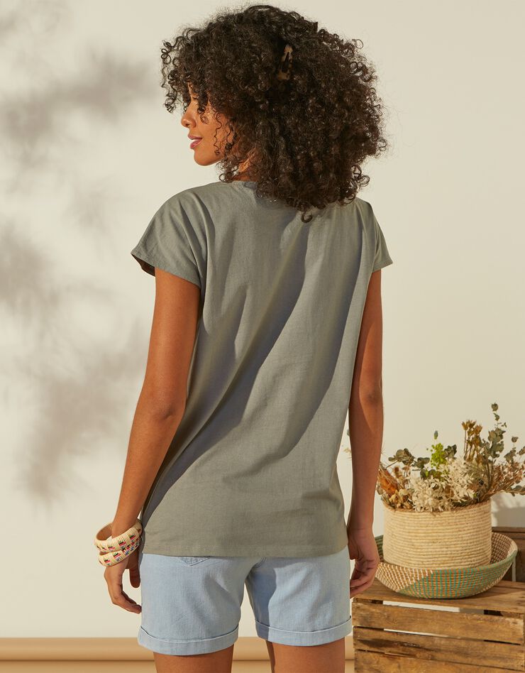 Tee-shirt papillon blanc - achat responsable (vert grisé) Tee-shirt papillon blanc - achat responsable (vert grisé)