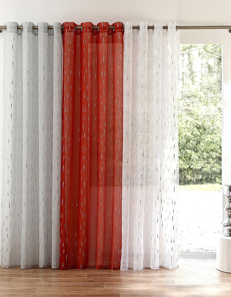 Panneau voile motif gouttelettes argentées finition oeillets (gris)